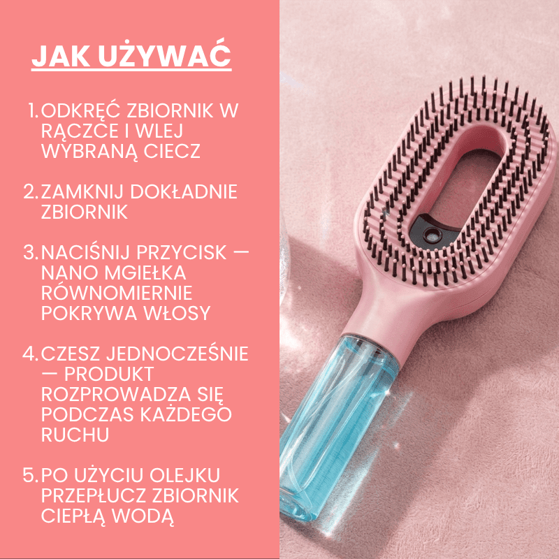 AquaStyl 2w1 — Szczotka z Wbudowanym Rozpylaczem | Stylizuj Bez Puszenia i Plątania